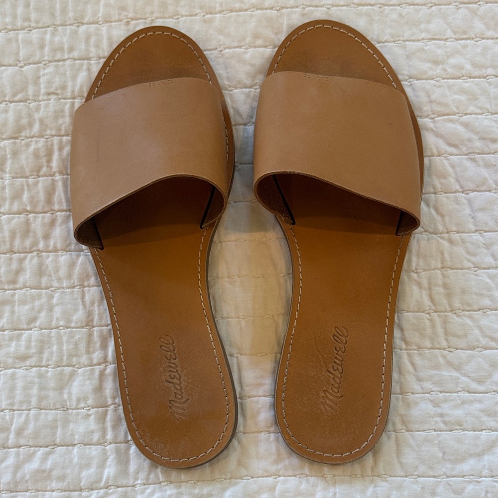 Madewell Women's Brown Leather Slide Sandals - 9.5
